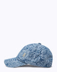 Baseball cap in rose print denim