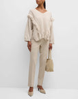 Cable knit fringe sweater