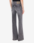 Stretch denim flared trousers