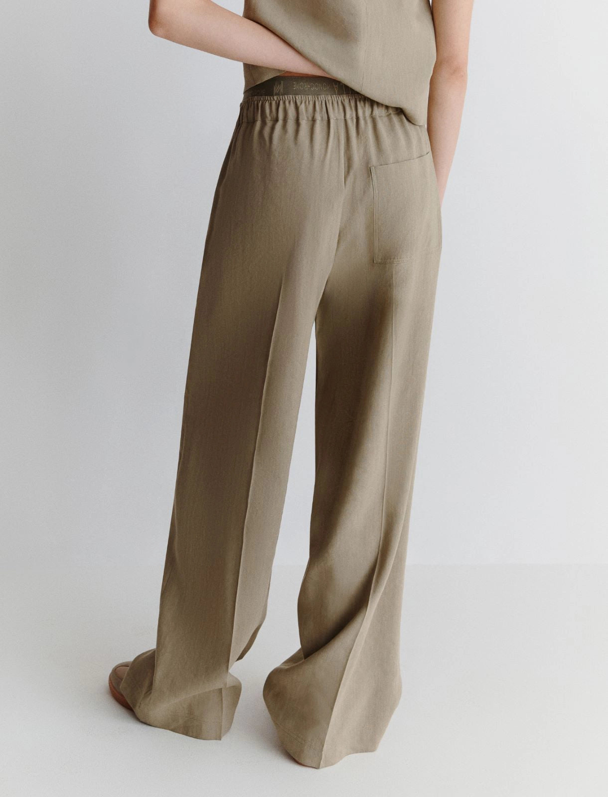 Straight-fit stretch viscose and linen trousers