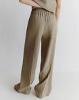 Straight-fit stretch viscose and linen trousers