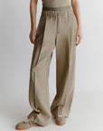 Straight-fit stretch viscose and linen trousers