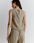 Stretch viscose and linen top