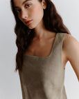 Stretch viscose and linen top