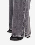 Stretch denim flared trousers