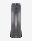 Stretch denim flared trousers