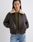 Leather bomber jacket
