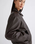 Leather bomber jacket