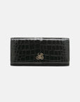Crocodile-print leather clutch