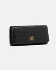 Crocodile-print leather clutch