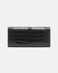 Crocodile-print leather clutch