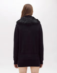 Wool cardigan with faux fur