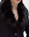 Wool cardigan with faux fur