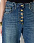 Balloon jeans with jewel buttons