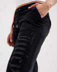 Low rise jewelled classic velour track pants