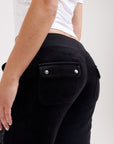 Low rise jewelled classic velour track pants