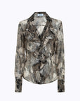 Silk-blend ruffle shirt