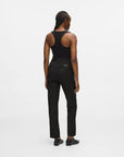 MiLA Boutique black wool-blend tailored pants with elasticated back waistband and Karl Lagerfeld logo rivet.