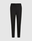 MiLA Boutique black wool-blend tailored pants with hook-and-eye closure and Karl Lagerfeld logo rivet.
