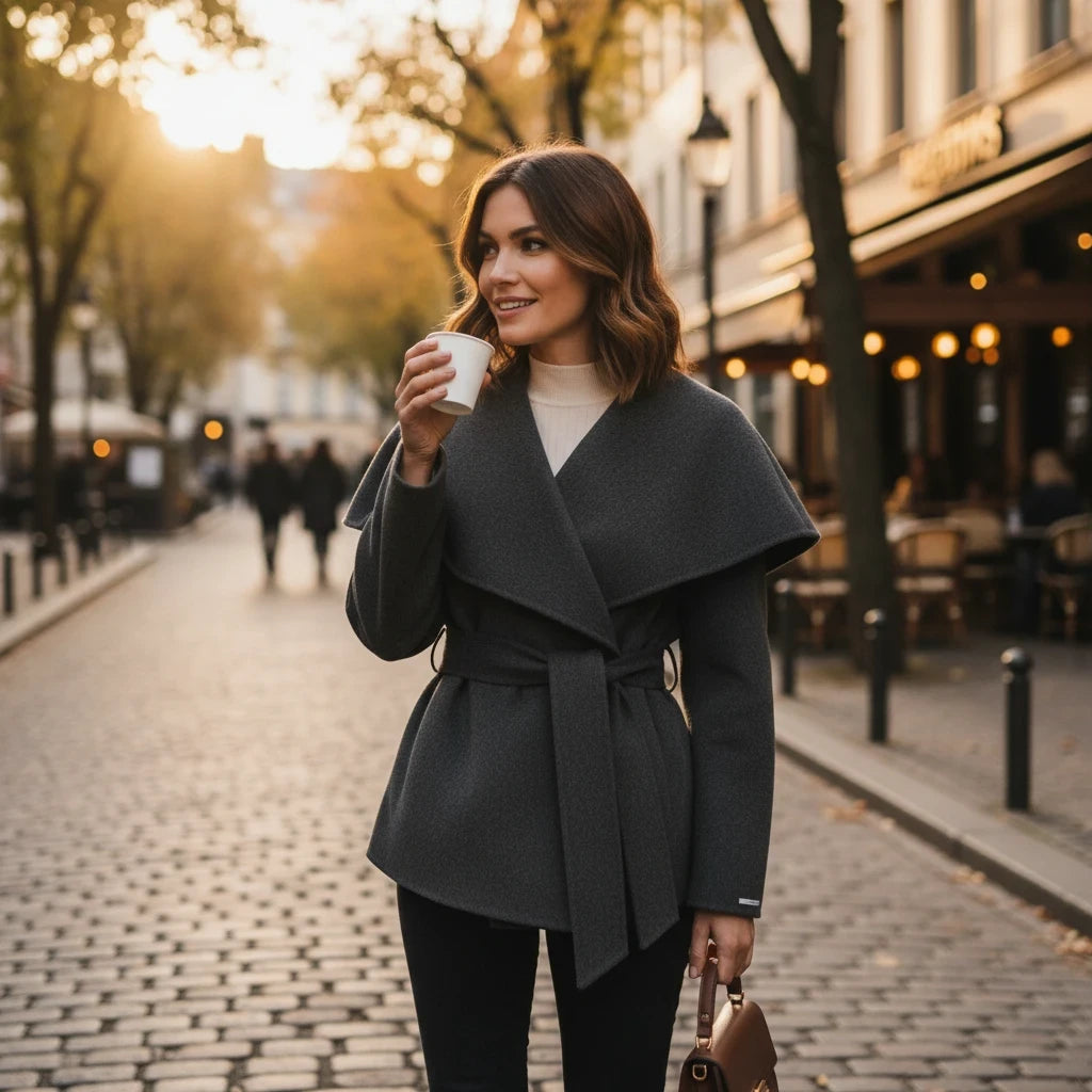 Cape jacket with belt
