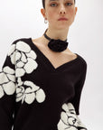 Double-use jacquard sweater with roses