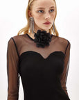 Ribbed sweater with tulle