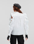 Ruffle cold-shoulder shirt