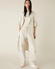 Linen-blend duster coat