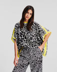 Giraffe-print silk tunic shirt