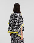 Giraffe-print silk tunic shirt