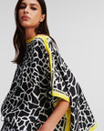 Giraffe-print silk tunic shirt