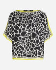 Giraffe-print silk tunic shirt