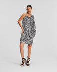 Zebra-print asymmetric dress