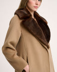 Coat with faux fur lapels