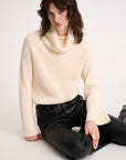 Rib-knit turtleneck pullover