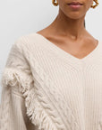 Cable knit fringe sweater