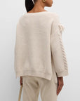 Cable knit fringe sweater