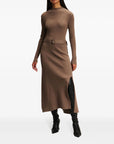 Long-sleeved belted knit dress