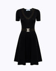 Knitted dress with studs and belt