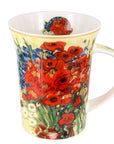 Porcelain mug set featuring Van Gogh Red Poppies and Daisies