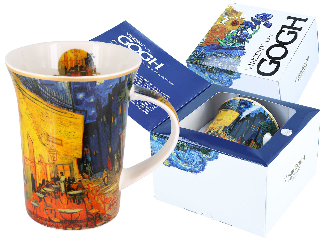 Porcelain mug set featuring Van Gogh Cafe Terrace at Night