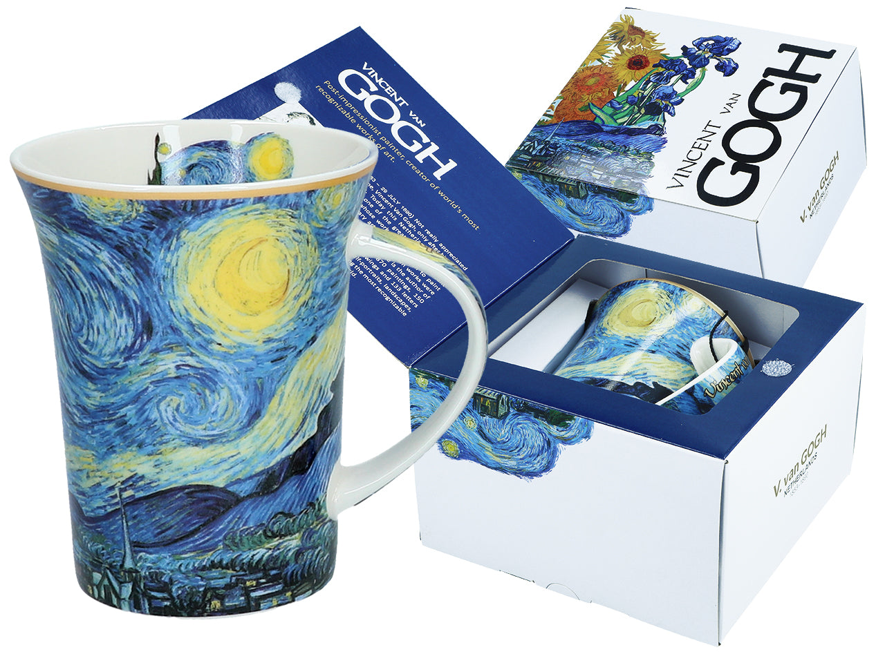 Porcelain mug set featuring Van Gogh The Starry Night