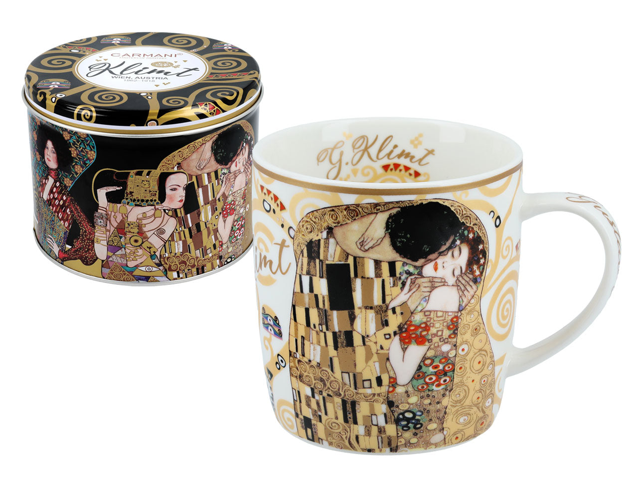 Porcelain mug featuring Klimt The Kiss