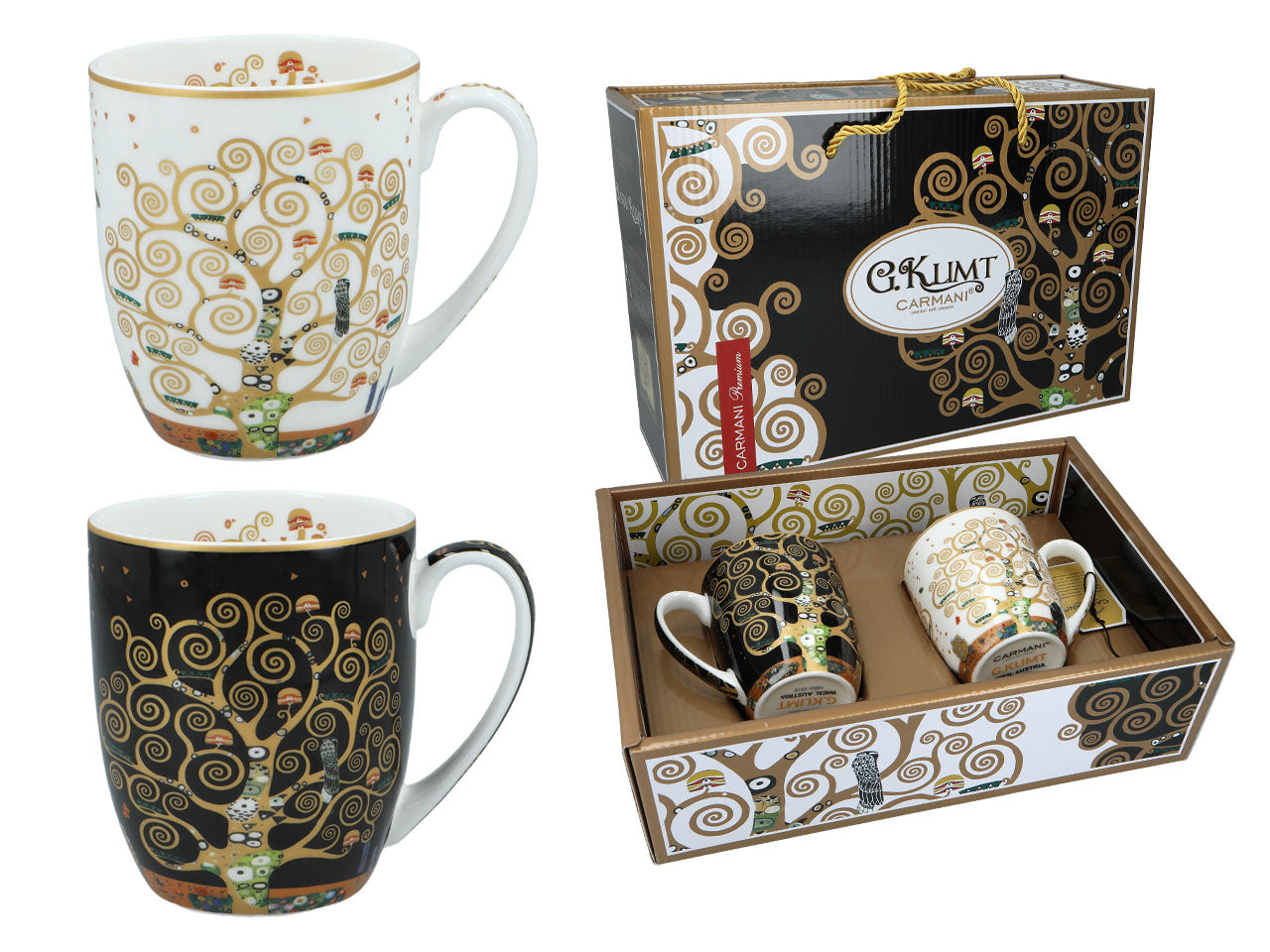 Porcelain mug set featuring Klimt Tree of Life