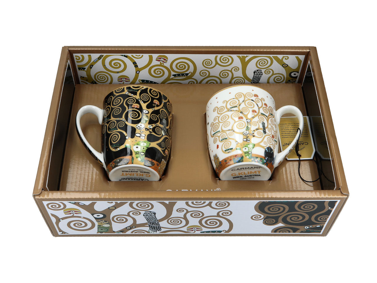 Porcelain mug set featuring Klimt Tree of Life