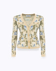 Rose print viscose lurex cardigan