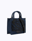 Denim bag with rose