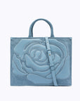 Denim shopper bag with rose