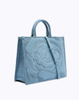 Denim shopper bag with rose