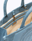 Denim shopper bag with rose